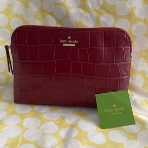 Kate Spade Faux Crocodile embossed cosmetic case